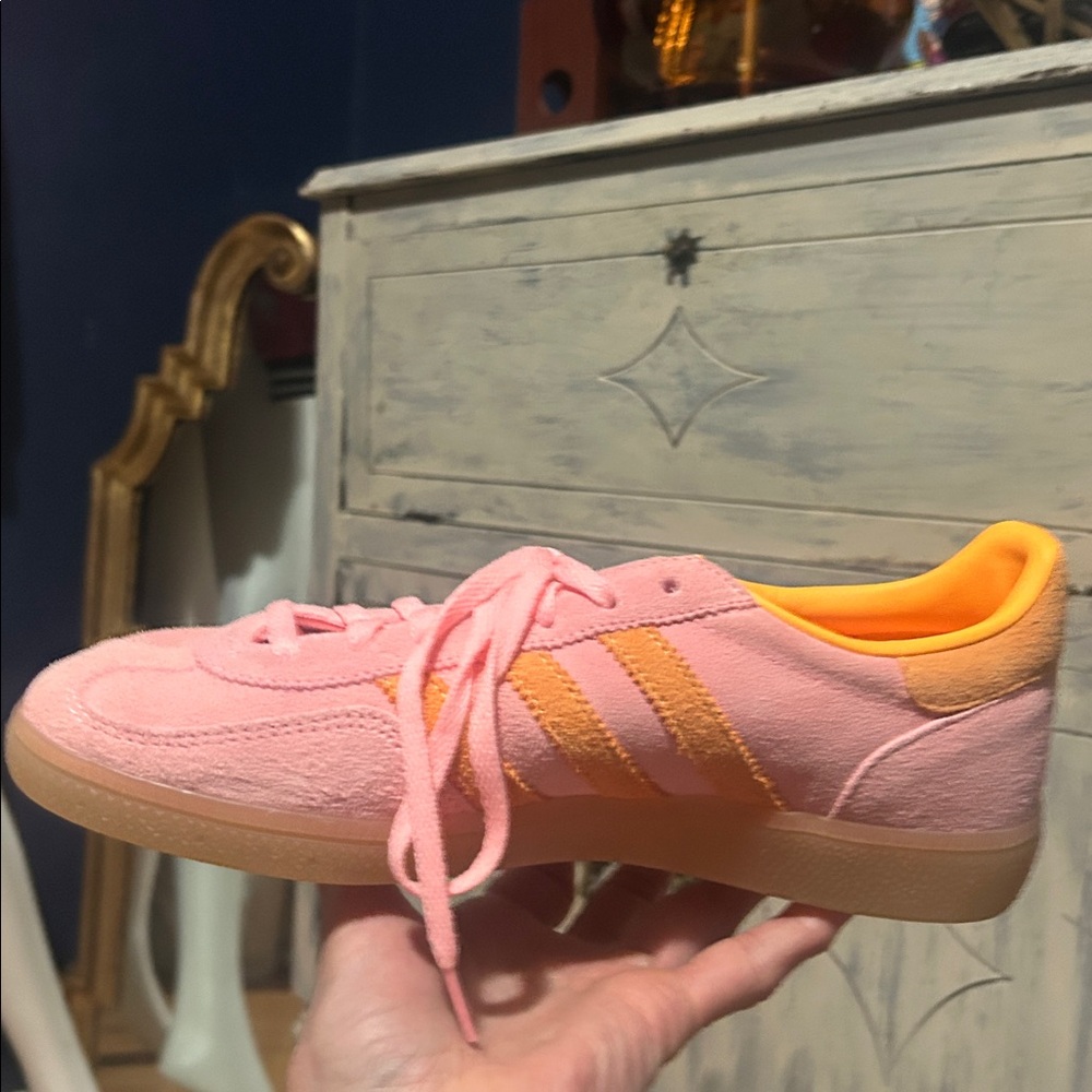 NWOT ADIDAS Handball Spezial Shoes pink and orange suede sneakers 8.5 - Picture 10 of 14
